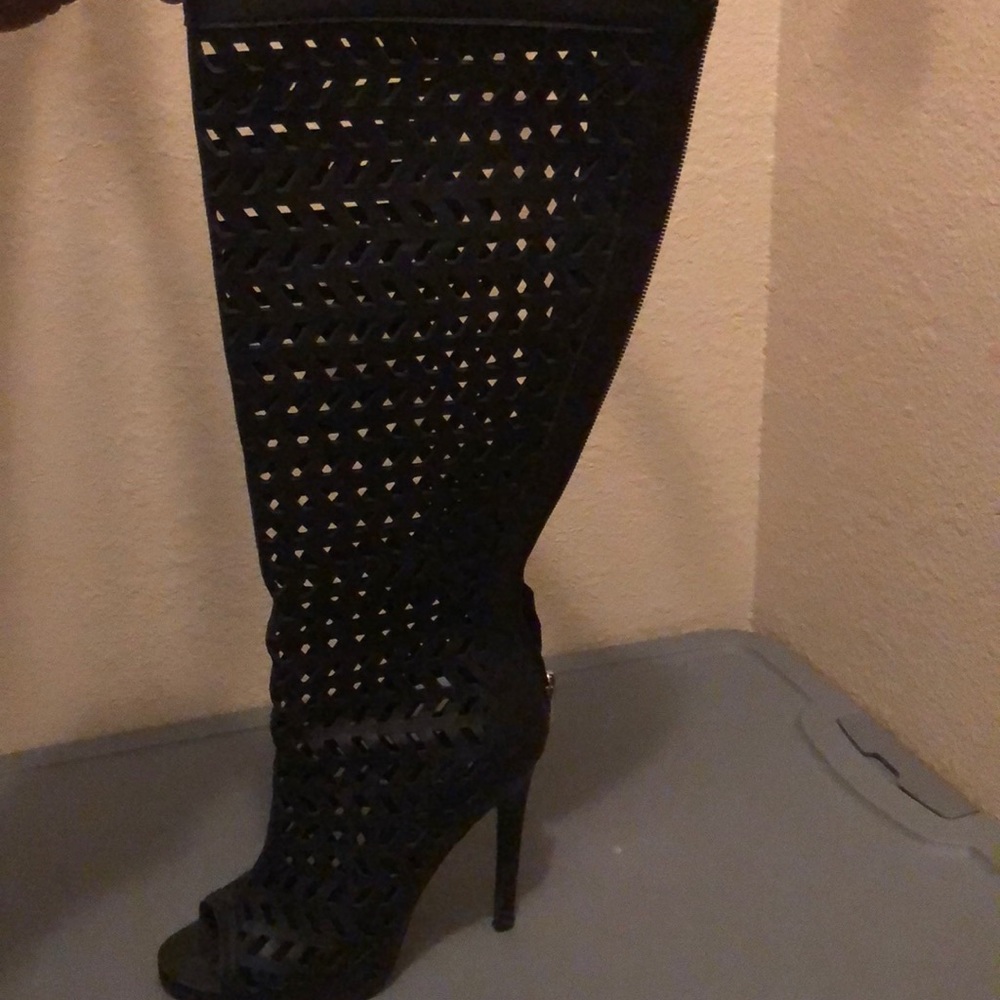Black Peekaboo boots